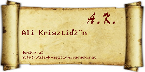 Ali Krisztián névjegykártya