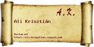 Ali Krisztián névjegykártya